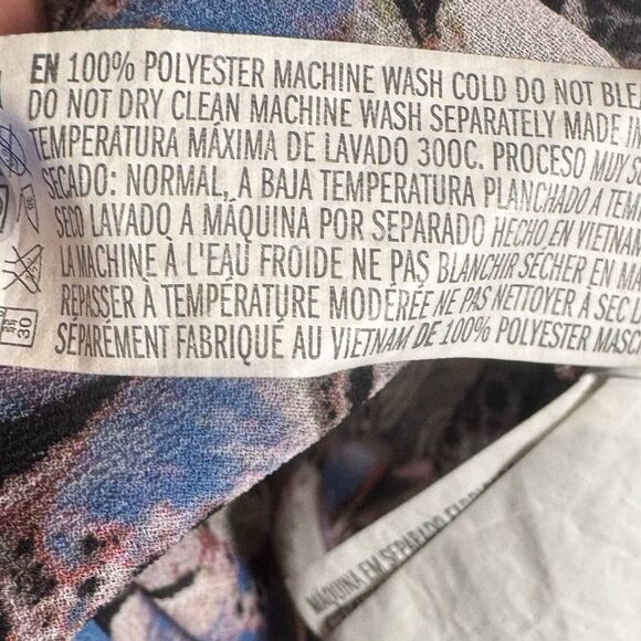 Long sleeve chiffon semi sheer abstract butterfly print top size small - Picture 5 of 6